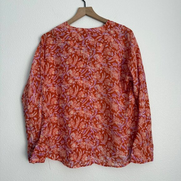 🌻 J.Crew Long-sleeve ramie tunic top in painted block print - Picture 2 of 10